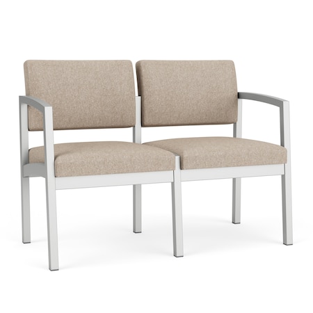 Lesro Stone (Beige) Seat, 2 Seat Sofa, 43.5 W 24.5 L 32 H, Linette Vinyl Seat, Lenox Steel Series LS2101